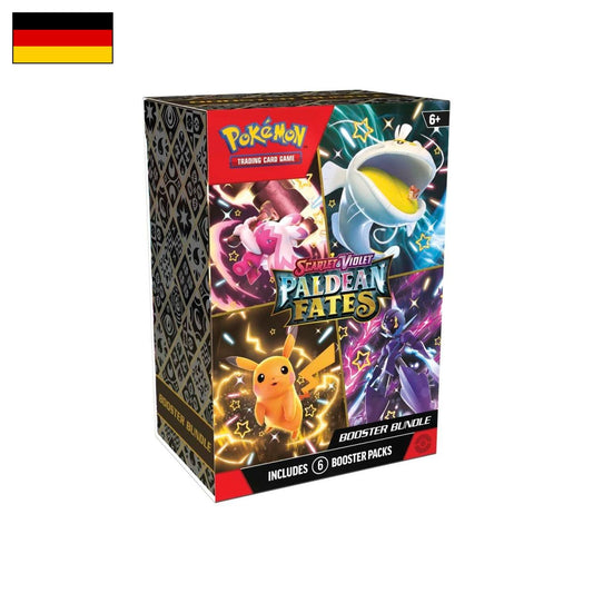Bild des Pokemon Paldean Booster Displays mit Deutscher Flagge