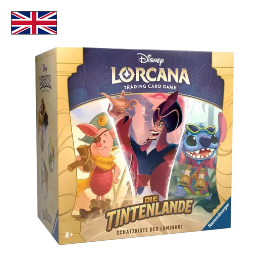 Bild der Schatzkiste von Disney Lorcana - Die Tintenlande mit Englischer Flagge