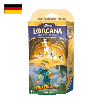 Bild des Starter Decks Bernstein/Smaragd von Disney Lorcana - Die Tintenlande mit Deutscherr Flagge