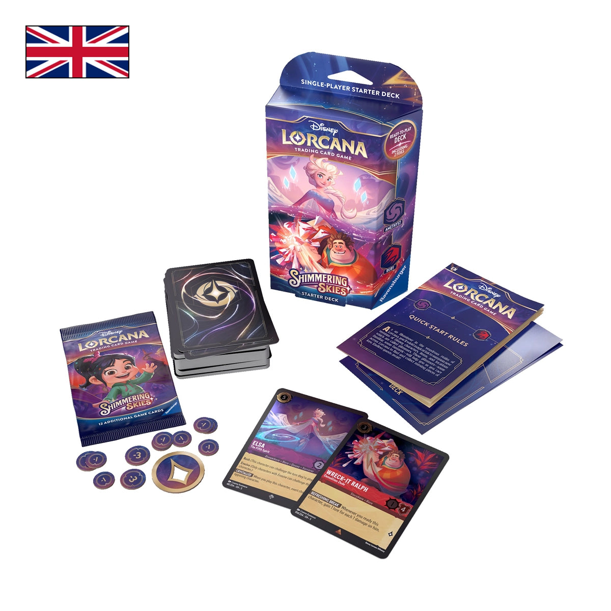 Disney Lorcana - Shimmering Skies Starter Sets Amethyst Ruby Content