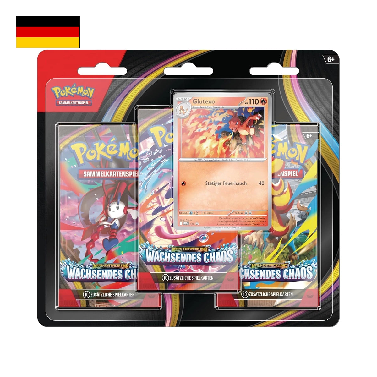 Pokémon: Wachsendes Chaos 3 Pack Blister Glutexo - Deutsch